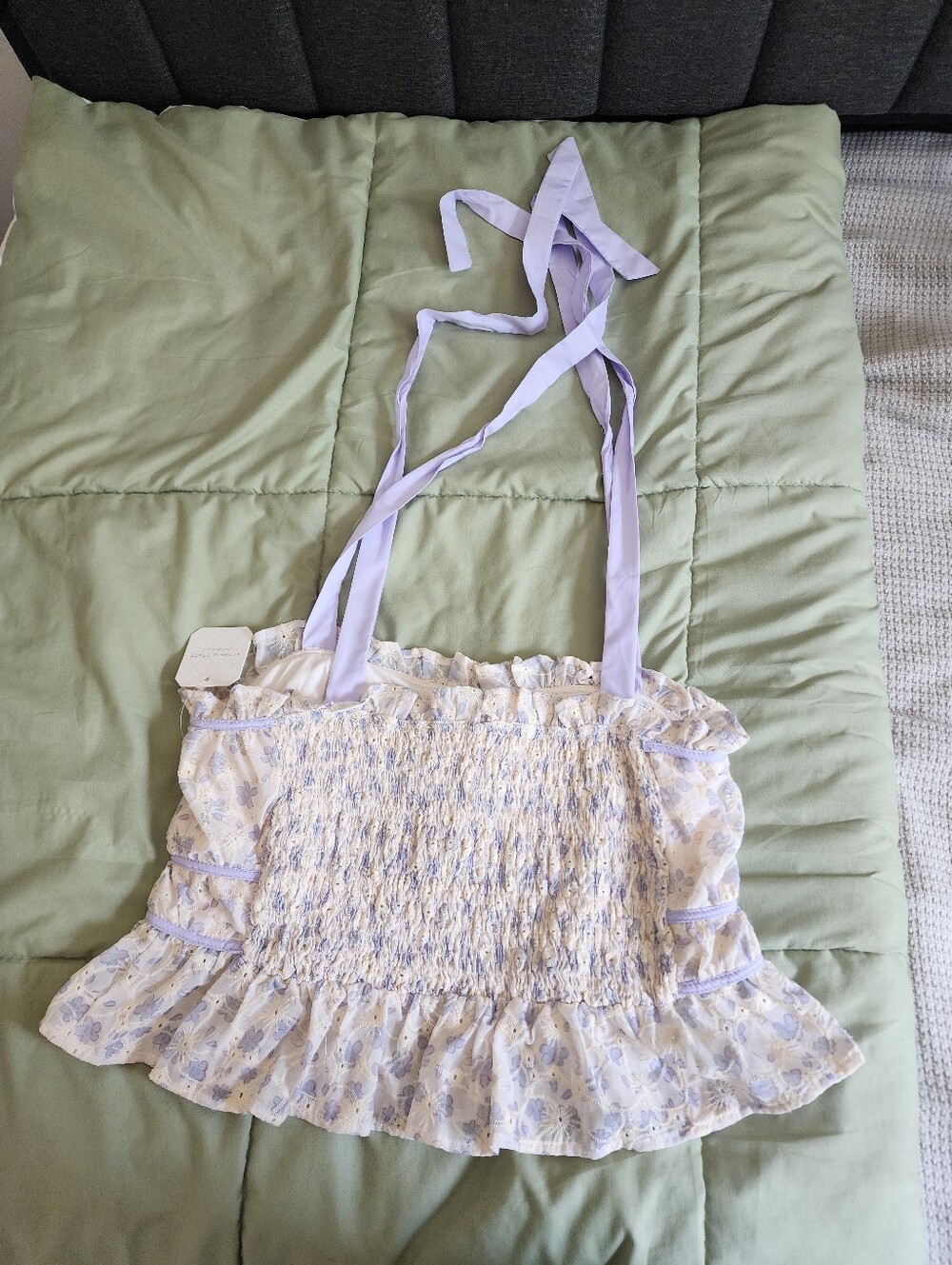 Altar'd State Lavender Floral Ruffled Tie-Strap Cami - Picture 6 of 12
